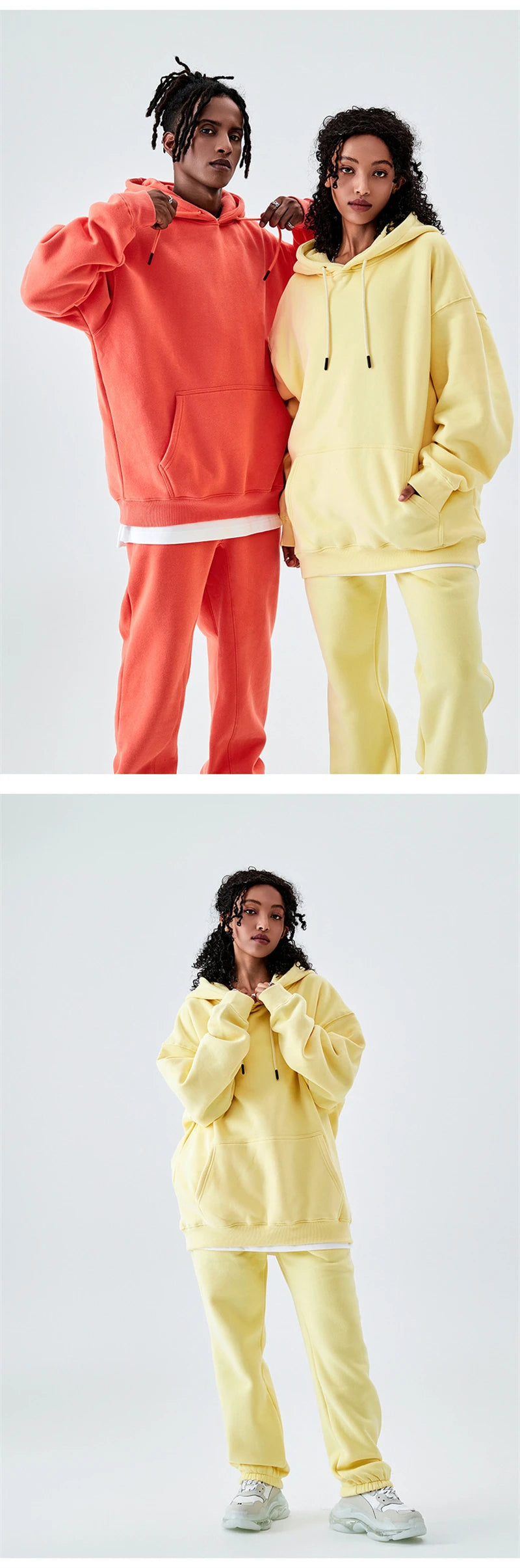 ZODF Casual Winter Men 350gsm Fleece Hoodie Unisex Loose Warm Solid Hooded Sweatshirt Pullover 18 Colors HY0728