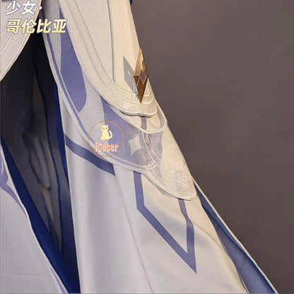 Genshin Impact Columbina Cosplay Costume Wig The Damselette Dress Uniform Headwear Eleven Fatui Harbingers Halloween Women Girls