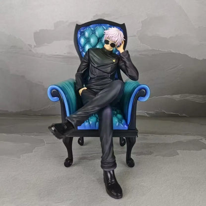 Anime 24cm Gojo Satoru Action Figures Jujutsu Kaisen Geto Suguru Figures Sitting Position PVC Decoration Mode Toys Birthday Gift