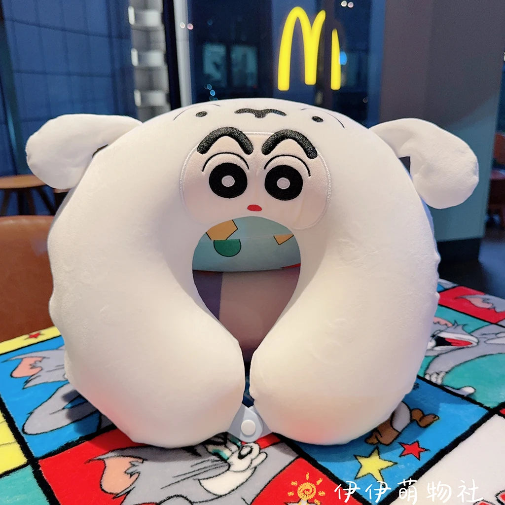 Memory Foam Cartoon Crayon Shin Chan U-shaped Pillow Travel Portable Neck Pillow Office Slow Rebound Napping Pillow Washable
