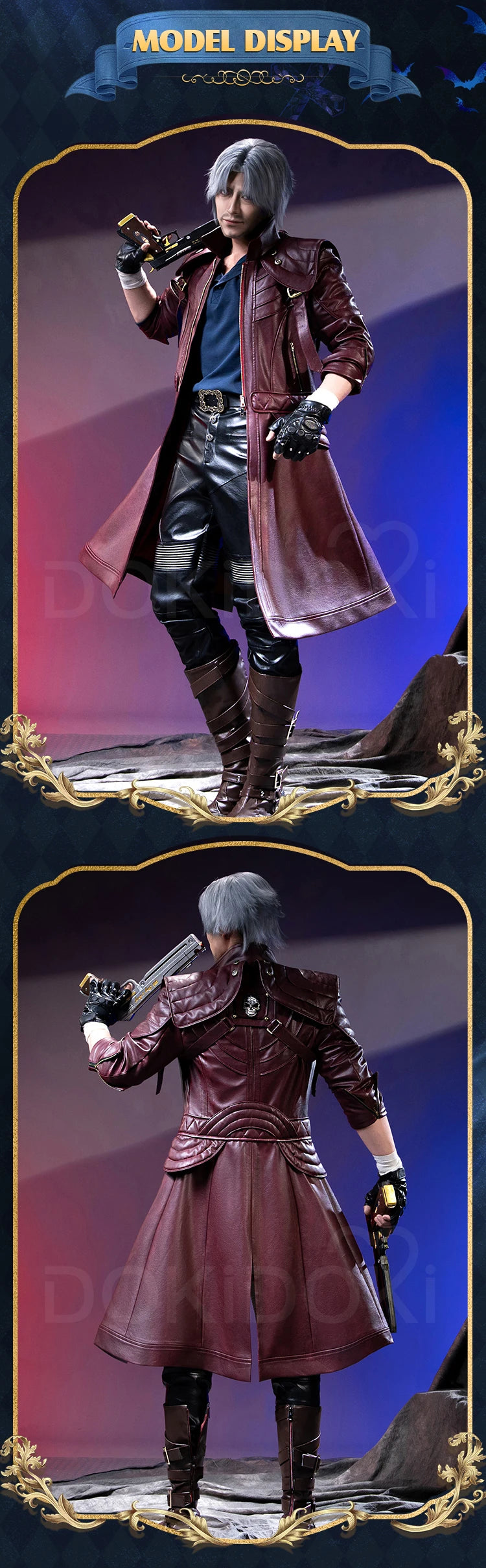 IN STOCK Dante Cosplay Costume Anime【S-3XL】DokiDoki-SR Men Hunter Coat Halloween Dante Red Jacket Cosplay Plus Size