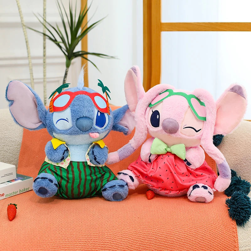Disney 60cm Summer Watermelon Stitch Kawaii Plush Toy Cartoon Cute Soft Pillow Home Decoration Doll Children's Christmas Gifts