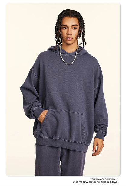 ZODF Retro Autumn Winter Washed Cotton Hoodies Unisex Loose 380gsm Knitted Sport Hooded Pullovers Brand Clothes HY0884