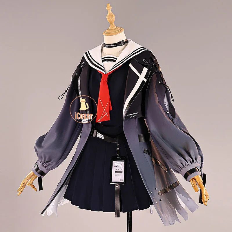 Wuthering Waves Chisa Cosplay Costume Wig Jacket Uniform Skirt Headwear Tattoo Sticker Halloween Party for Women Girls Role Play