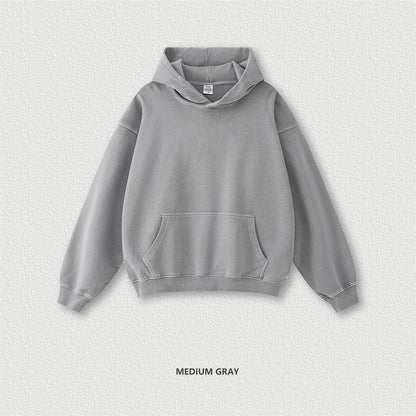 ZODF Retro Autumn Winter Washed Cotton Hoodies Unisex Loose 380gsm Knitted Sport Hooded Pullovers Brand Clothes HY0884