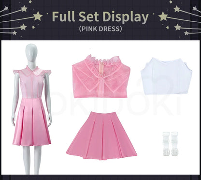 Glinda Elphaba Cosplay Costume Wicked Cosplay【XS-3XL】DokiDoki-N Women Black Pink Dress Glinda Cosplay School Uniform Plus Size