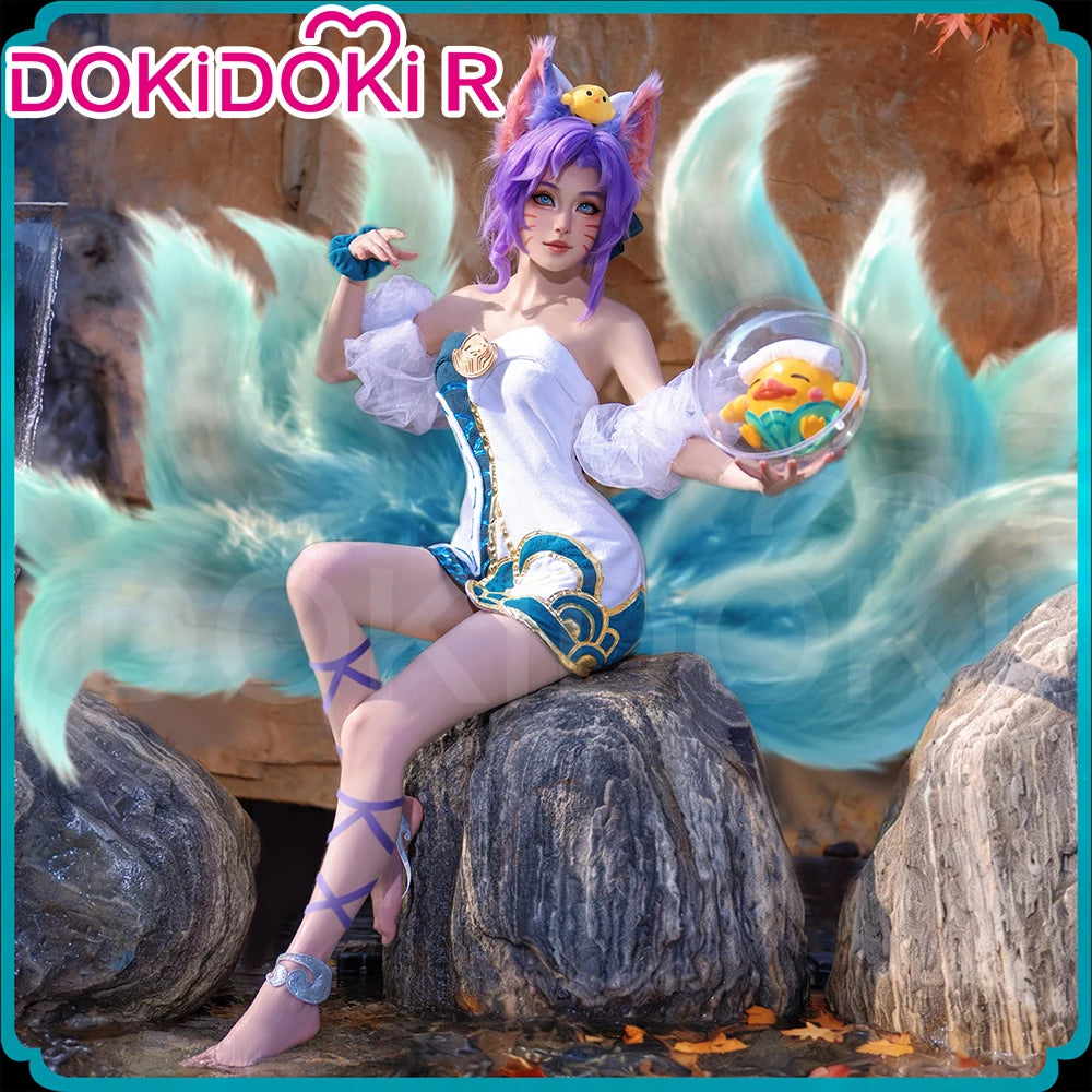 Ahrii Sonaa Cosplay Costume Game Cosplay DokiDoki-R Ahrii Sonaa Skin Spirit Blossom Springs Cosplay Women The Fox Costume