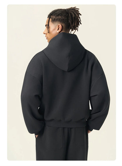 ZODF Trendy Winter 350gsm Solid Fleece Hooded Hoodies For Man Unisex Boxyfit Solid Warm Pullovers Brand Clothing HY0038