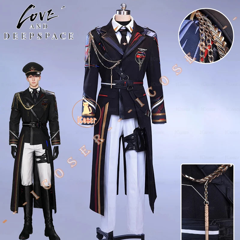 Love and Deepspace Caleb Cosplay Costume Wig Farspace Colonel Uniform Trench Halloween Party for Women Men Carnival Cos Props
