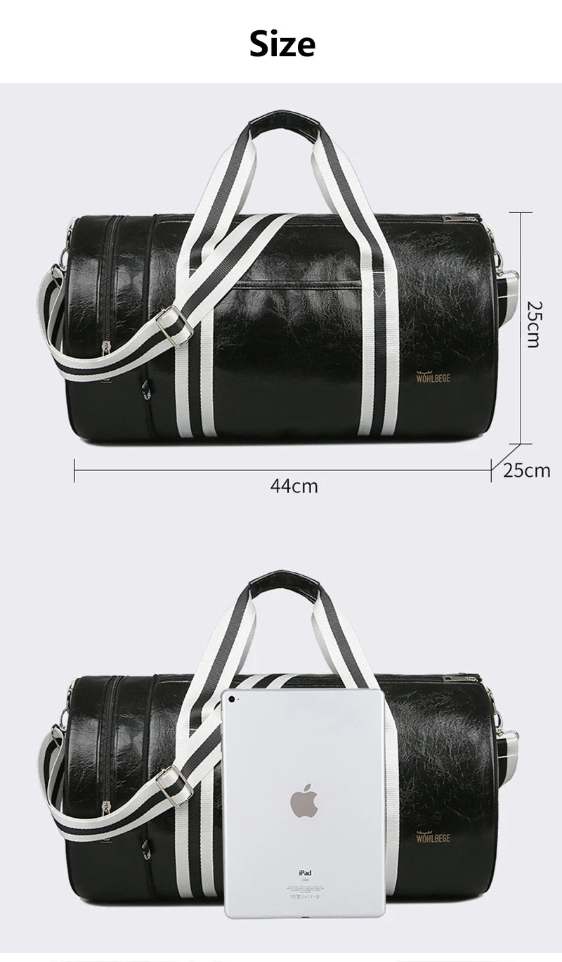 The Codex PU Leather Gym Bag Travel Tote Duffle for Men Sports Fitness Business Casual Weekend Outdoor Shoulder Handbag