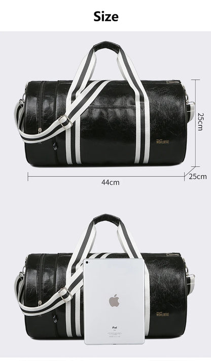 The Codex PU Leather Gym Bag Travel Tote Duffle for Men Sports Fitness Business Casual Weekend Outdoor Shoulder Handbag