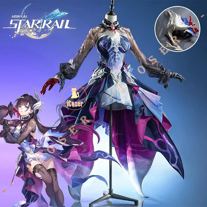Honkai Star Rail Hysilens Cosplay Costume Wig Dress Headwear Uniform Outfit Halloween Party for Women Girls Carnival Prop iCoser