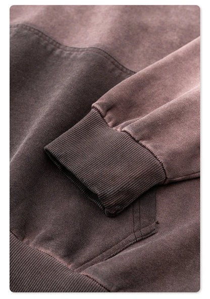 ZODF American Retro Washed Cotton Hoodie For Men Unisex Autumn High Street Oversized Knitted 380gsm Hooded Pullovers Coat HY0913