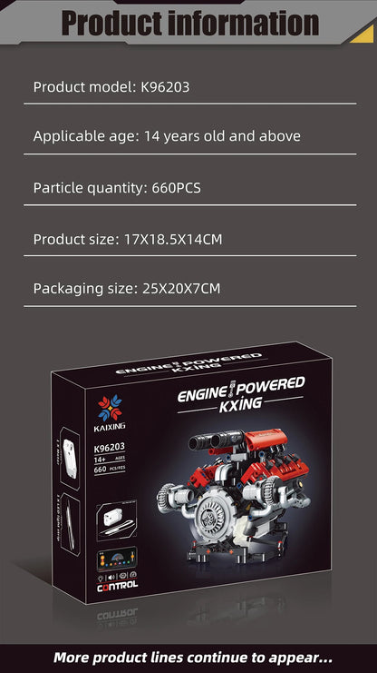 NEW Creative V8 Engine Model Set Building Block Technical Cars With LED Light Assembly Bricks Toys Decor Kids Christmas Gifts