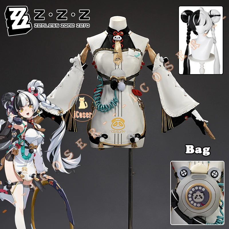 Zenless Zone Zero Dialyn Cosplay Costume Wig Uniform Earrings Headwear Krampus Compliance Authority Halloween Party for Women