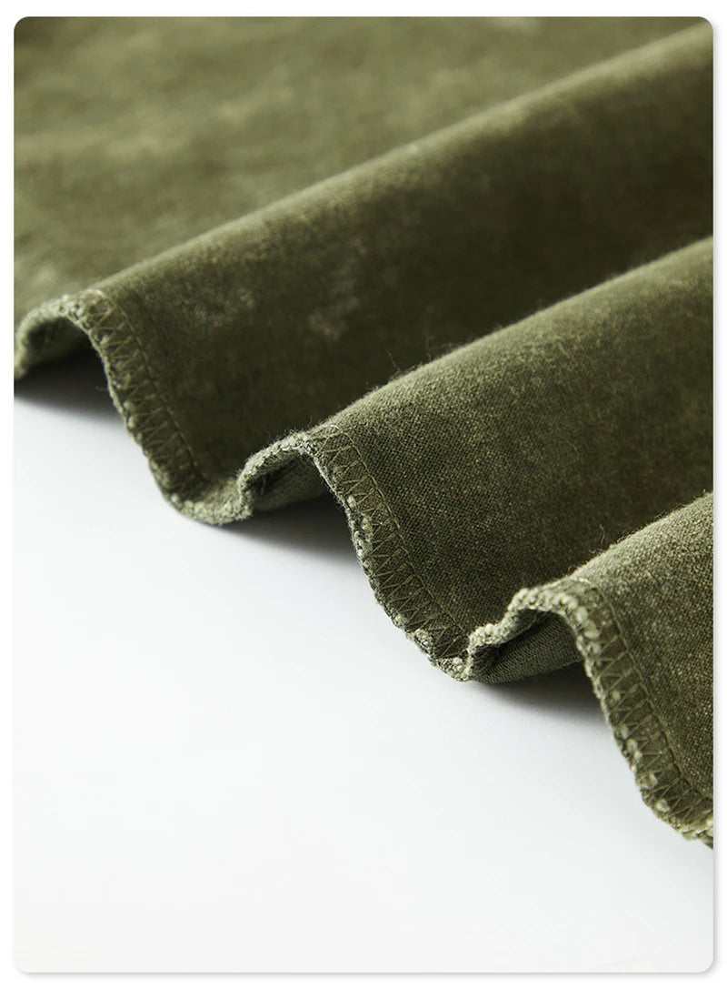 ZODF Retro 2025 Men Autumn Batik Washed T Shirt Unisex Oversized Basic Long Sleeve Solid 270gsm Cotton T-Shirts Tees HY0641