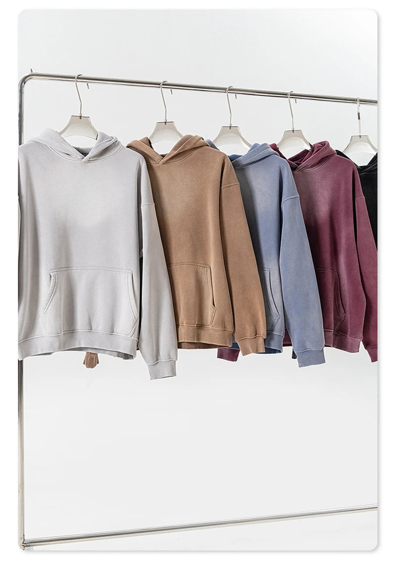 ZODF Autumn Winter Monkey Washed Fleece Hoodies For Men Unisex Basic 360gsm Warm Knitted Hooded Pullovers Coats HY0903