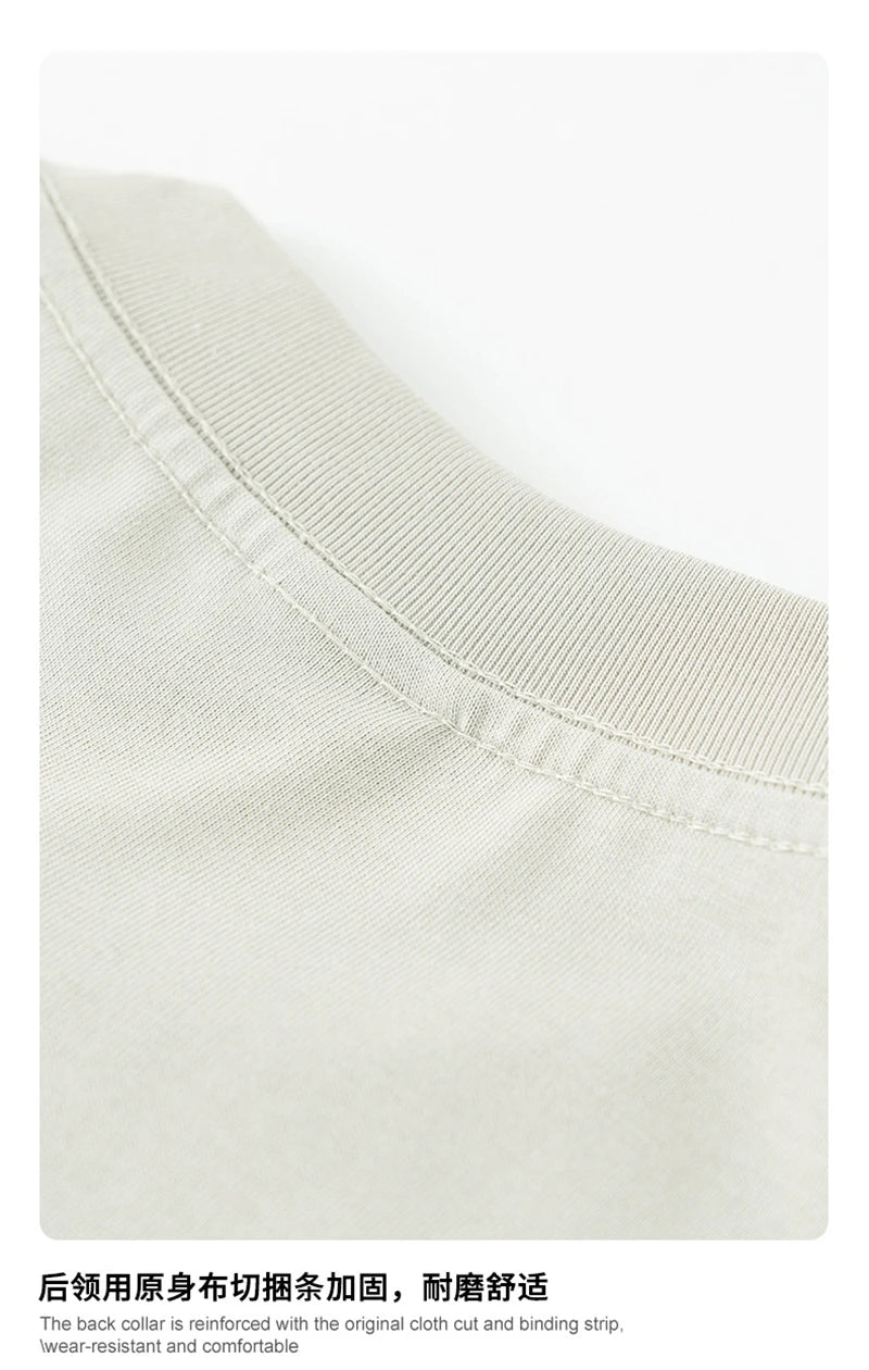 ZODF New 2025 Men Basic Solid 255gsm Cotton T-Shirts Unisex Loose Breathable Comfortable T Shirt Brand Clothes HY0973