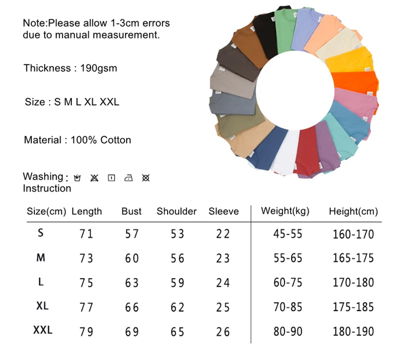 ZODF Trendy 2025 Men Basic Solid Cotton T-Shirts Unisex Male 190gsm Summer Loose Comfortable Soft Tees Shirt Streetwears HY0040