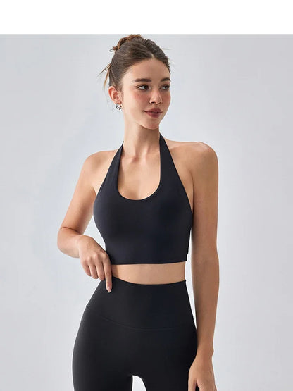 Sexy Sports Bra for Women Halter Yoga Tank Top Seamless Shockproof Push Up Fitness Gym Workout Fast Dry Underwear