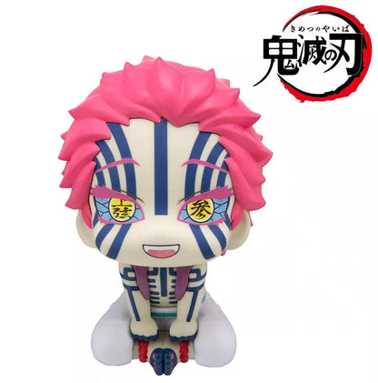 Demon Slayer Kimetsu No Yaiba Q Version Cute Upper Rank Three Akaza Head Movable Pvc Model Desktop Ornament Collection Fan Toy