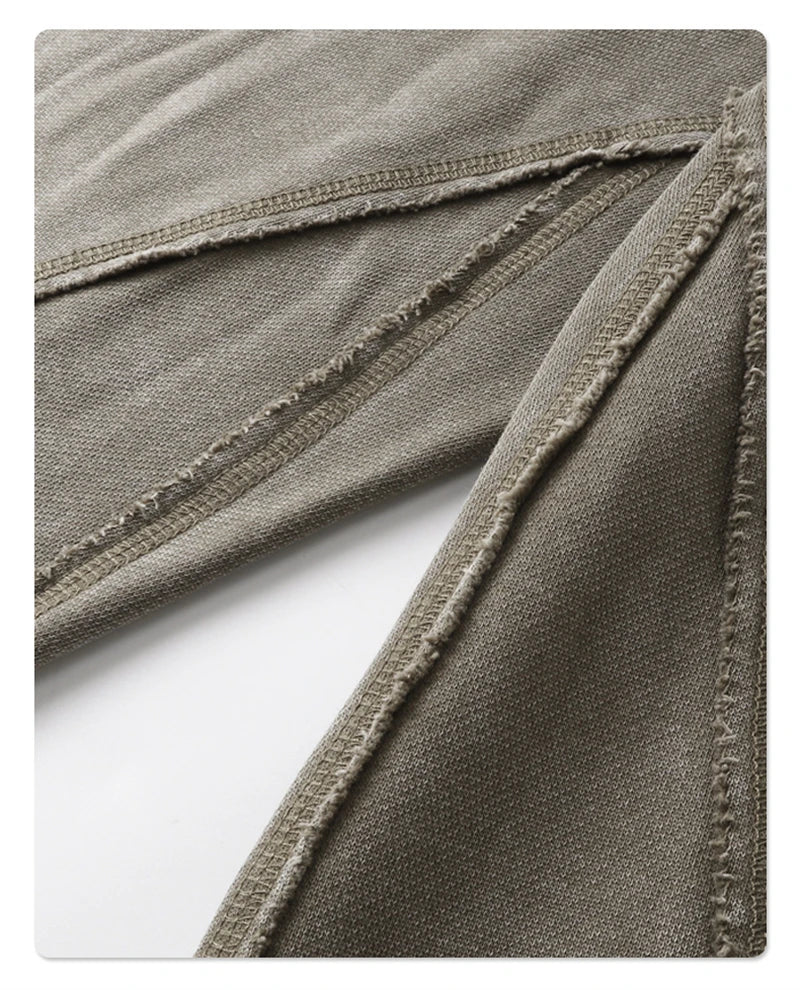 ZODF Retro 2025 Autumn Men 380gsm Washed Cotton Pants Unisex Distressed Loose Terry Sport Trousers Sweatpants HY1079