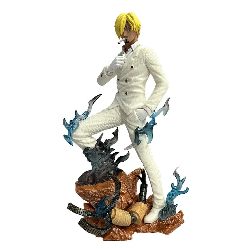 One Piece Resonance Series GK Diable Jambe Twin Wings Sanji white suit Figure Scene Sculpture PVC Model Collection Toy Gift 24cm