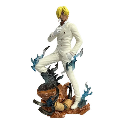 One Piece Resonance Series GK Diable Jambe Twin Wings Sanji white suit Figure Scene Sculpture PVC Model Collection Toy Gift 24cm