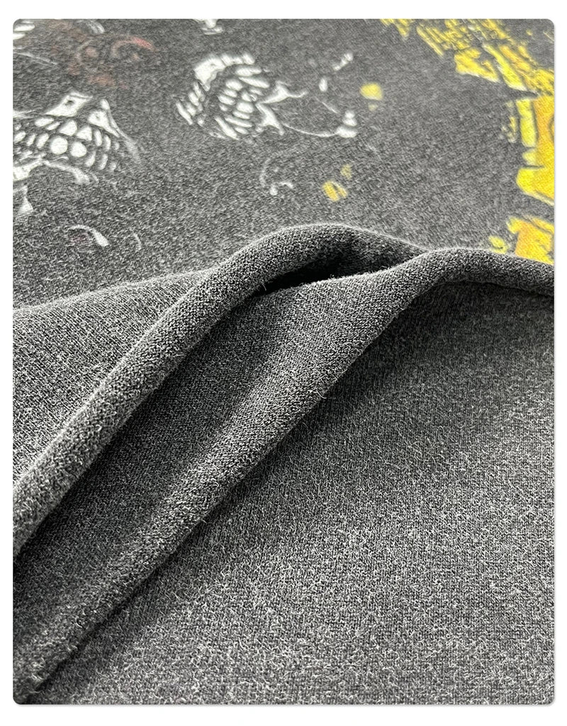 ZODF Retro 2025 Autumn Men 345gsm Washed Full Sleeve T-Shirts Unisex Heavy Weight Punk Style Printing Cotton T Shirt HY0012