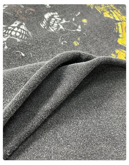 ZODF Retro 2025 Autumn Men 345gsm Washed Full Sleeve T-Shirts Unisex Heavy Weight Punk Style Printing Cotton T Shirt HY0012