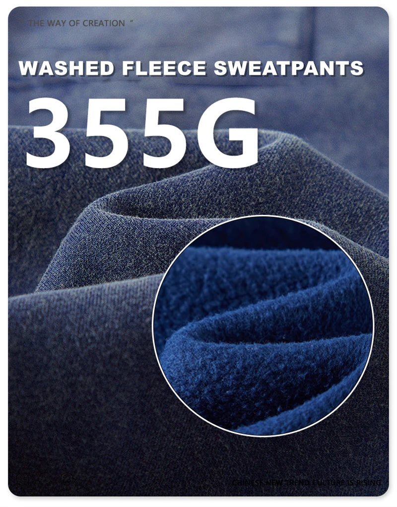 ZODF Winter Men Washed Thick Fleece 400gsm Loose Fit Joggers Sweatpants Streetwear HY0668