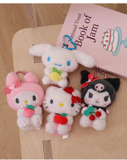 Sanrio Hello Kitty Kuromi Melody Cinnamoroll Stuffed Toys Pendant Cute Plush Toys Keyring Anime Keychain Birthday Christmas Gift