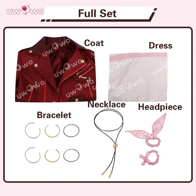 UWOWO Collab Series: FF- 7 Aerithh Cosplay Costume Pink Dress Cosplay Long Dress Halloween Costume