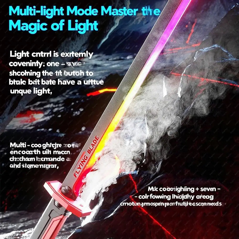 Colorful Streamer Glowing Sparkblade Sword Toy with Spark & Smoke Effects – Collectible Cosplay Katana Prop