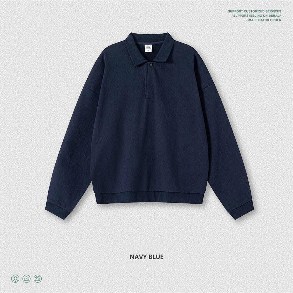 ZODF Casual 2025 Autumn 445gsm Sweatshirt For Man Unisex Turn Down Collar Solid Fleece Pullovers Winter Coats HY1111