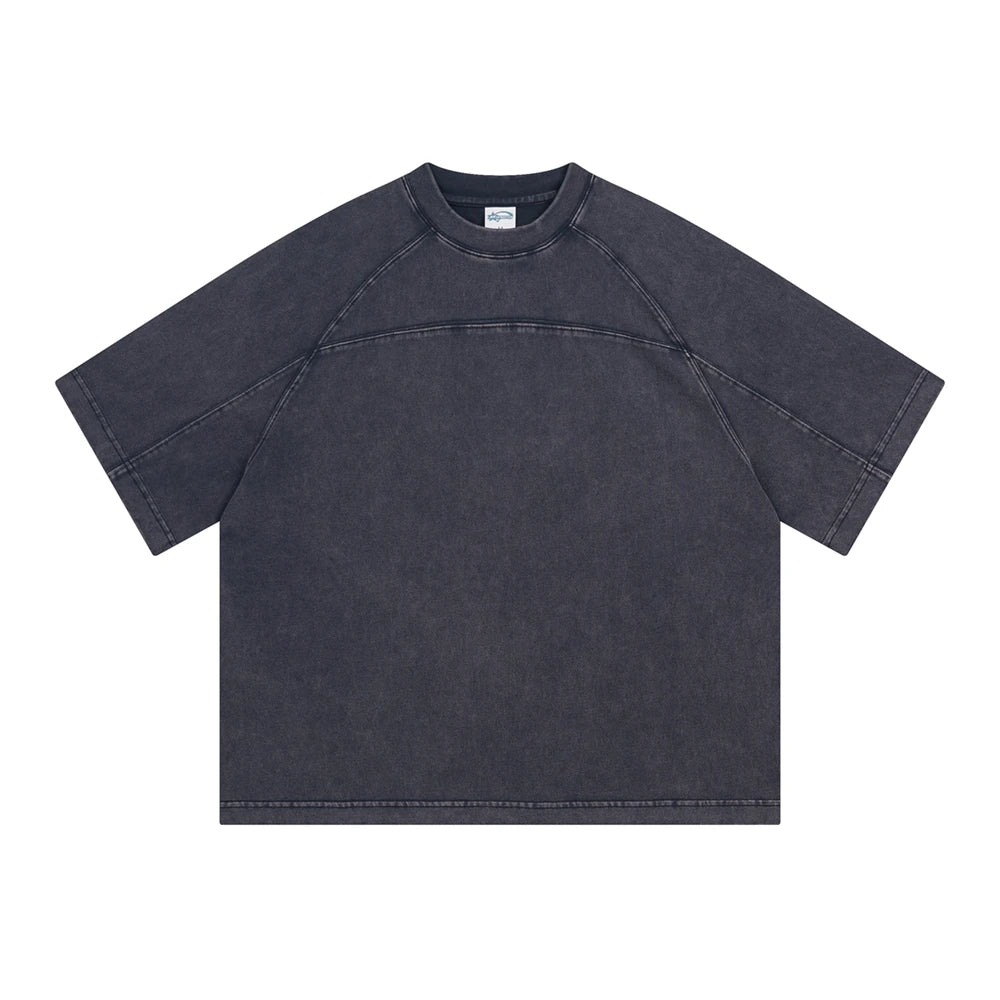 ZODF Retro 2025 Men Summer Batik Washed Cotton T-Shirts Unisex High Street Raglan Sleeve Patchwork T Shirt Brand Tees HY1062