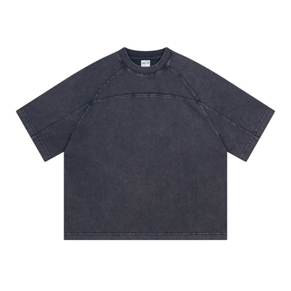 ZODF Retro 2025 Men Summer Batik Washed Cotton T-Shirts Unisex High Street Raglan Sleeve Patchwork T Shirt Brand Tees HY1062