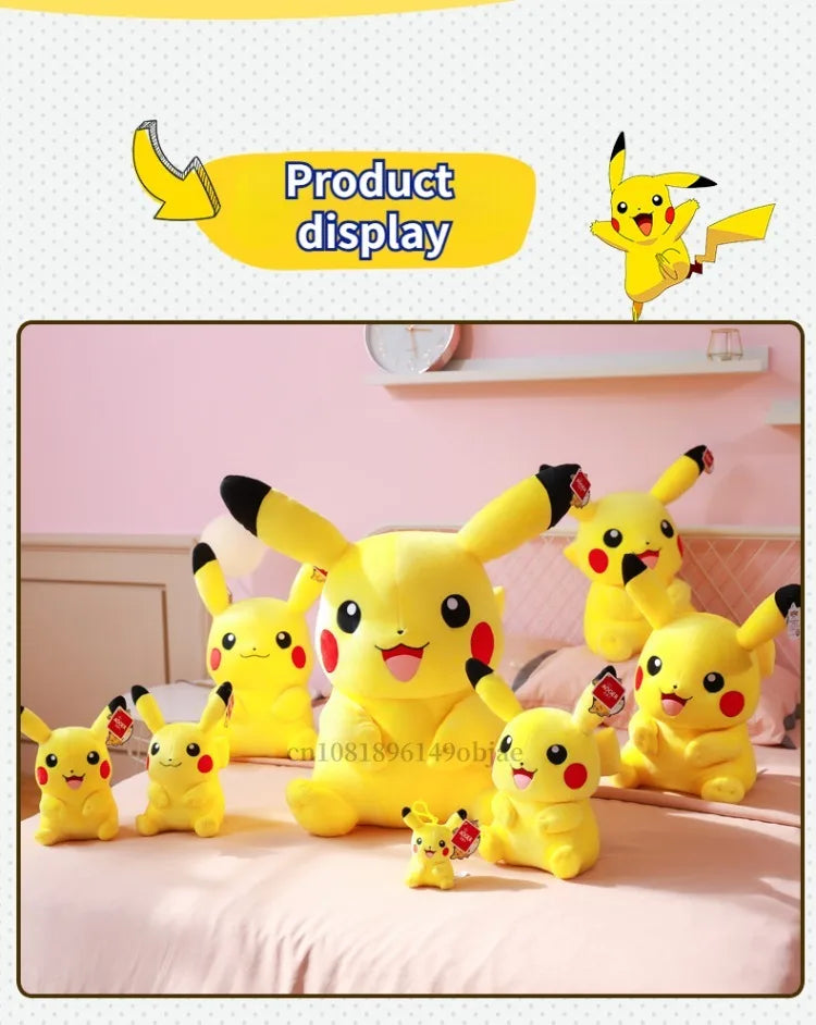 30/40/50/60CM Pokemon Smiling Pikachu Plushies Cartoon Anime Stuffed Kawaii Ornament Comfortable Soft Doll Children Toy Gift