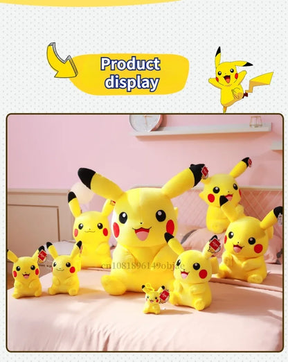 30/40/50/60CM Pokemon Smiling Pikachu Plushies Cartoon Anime Stuffed Kawaii Ornament Comfortable Soft Doll Children Toy Gift