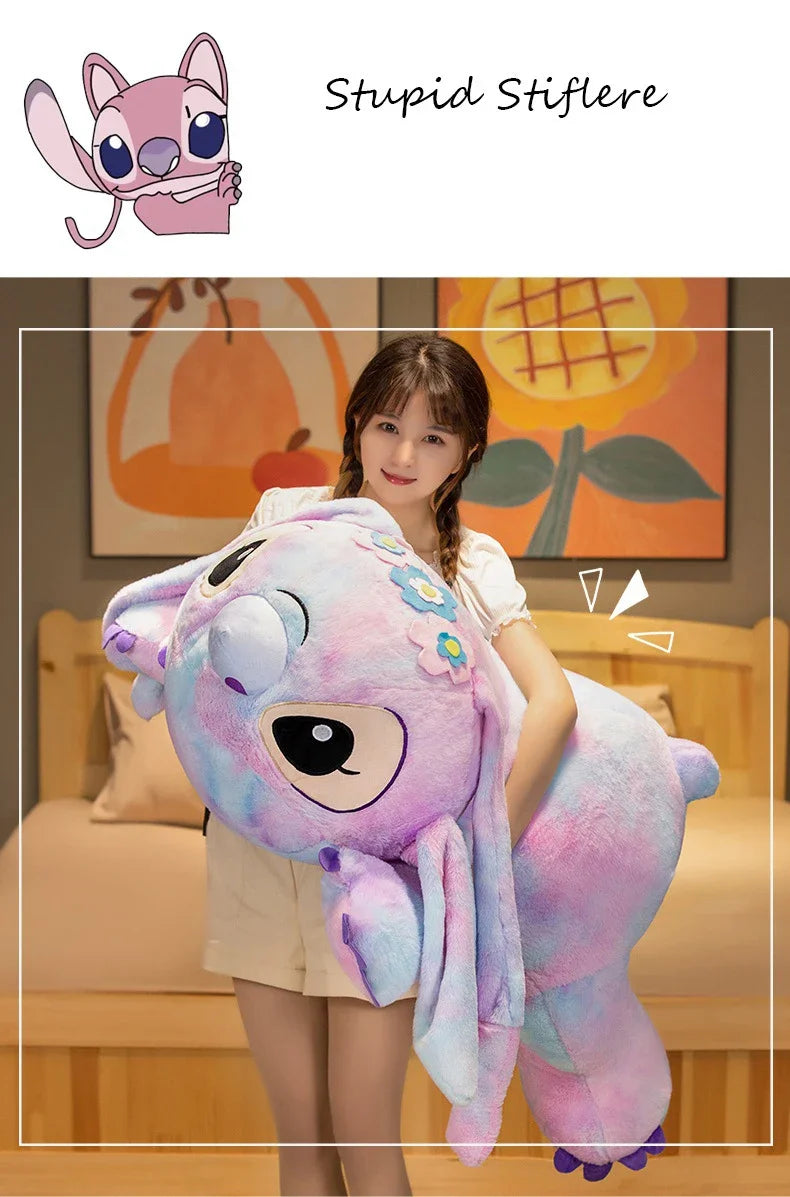 New Disney Lilo and Stitch Plush Toys Cartoon Anime Plushie Purple Pink Angel Dolls Pillow Soft Stuffed Xmas Gift for Children