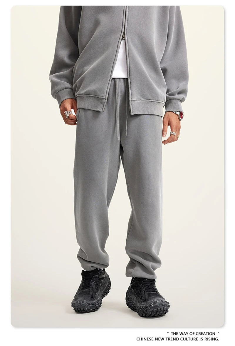 ZODF 2025 Autumn Winter Men’s Washed Fleece Sweatpants 355gsm Loose Retro Joggers Streetwear HY0653