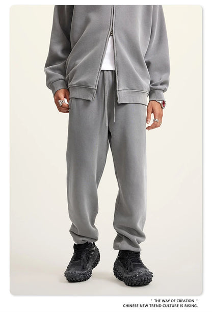 ZODF 2025 Autumn Winter Men’s Washed Fleece Sweatpants 355gsm Loose Retro Joggers Streetwear HY0653