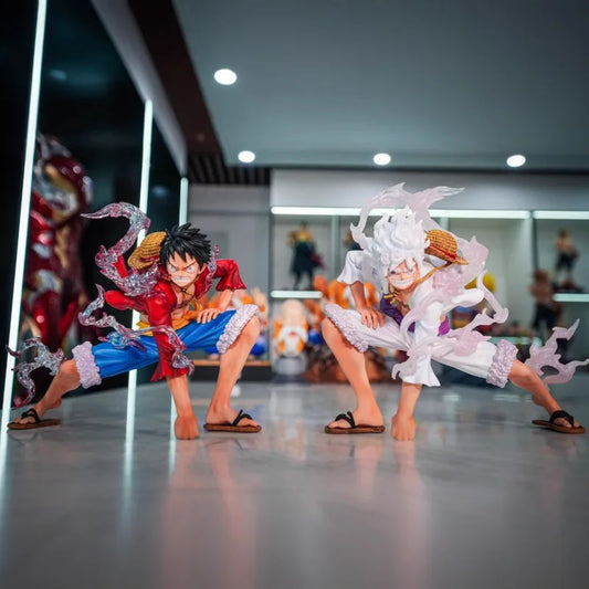 19cm One Piece Luffy Gear 5 Nika Figure JT Eight Times Mirror Style Red/White Color PVC Anime Collectible Desk Decor Model Toy