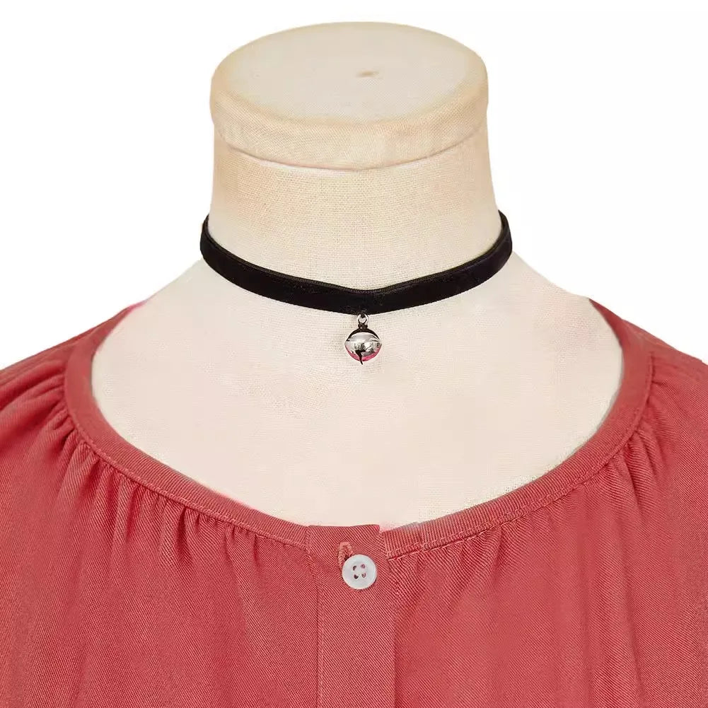 Anime Witch Watch Nico Wakatsuki Cosplay Costume Wig Red Dress Choker Outfit Halloween Party for Women Girls Carnival Props Cos