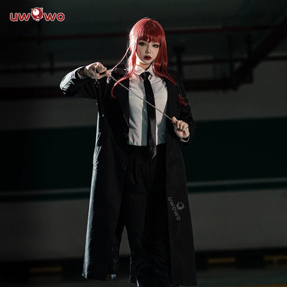 UWOWO Makimaa Cosplay Anime Makimaa Cosplay Costume Black Trench Shirt Tie Pants Men Women Suit Uniform