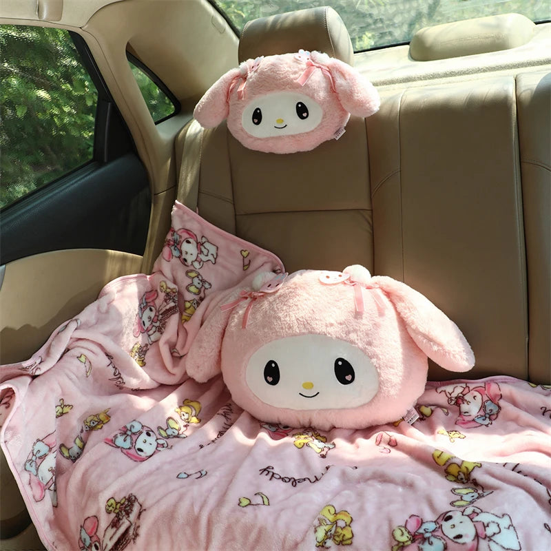 Lovely Kuromi My Melody Plushies Stuffed Anime Headrest Comfortale Soft Cuddly Pillow Cartoon Plush Toy Blanket Xmas Gifts Girl