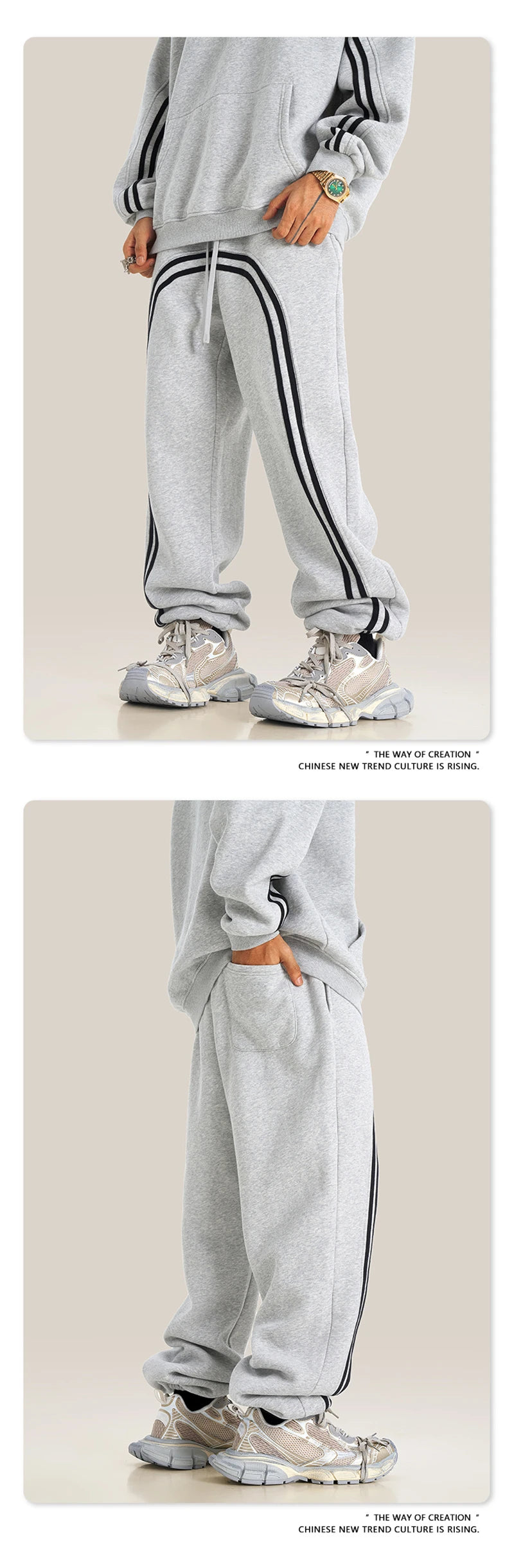 ZODF New Autumn Winter Men Fleece Sweatpants Women Unisex 332gsm Washed Ribbon Warm Joggers Pants Brand Clothes HY0877