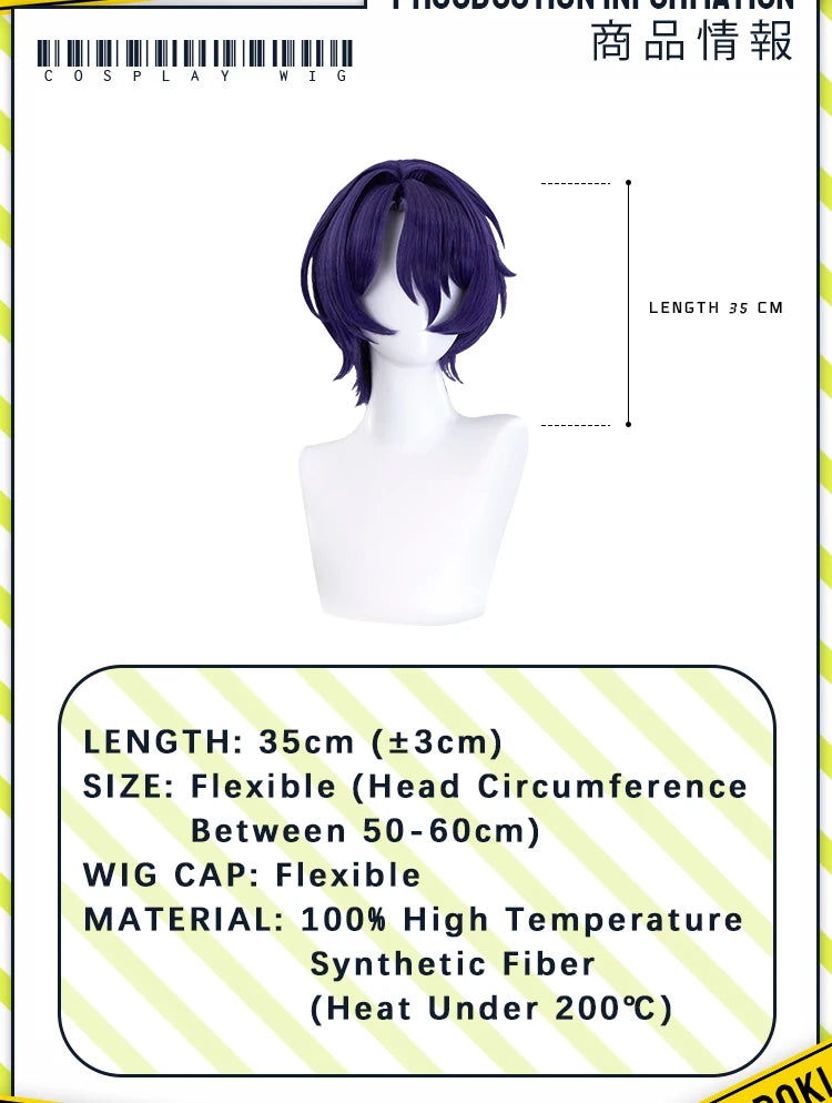IN STOCK Dr. Ratio Wig Game Honkai: Star Rail Cosplay Wig DokiDoki Men 35 Short Hair Dr. Ratio Cosplay Headdress Rings Free Cap