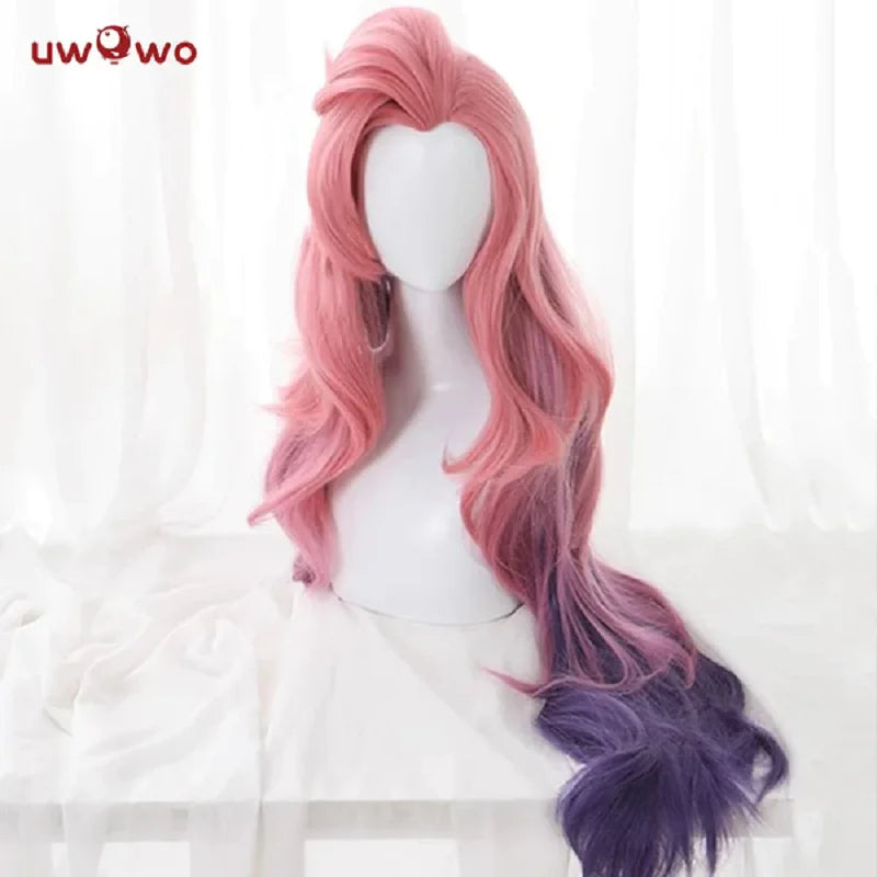 UWOWO Game LOL League of Legends Singerr Seraphine Cosplay Wig Pink Long Hair