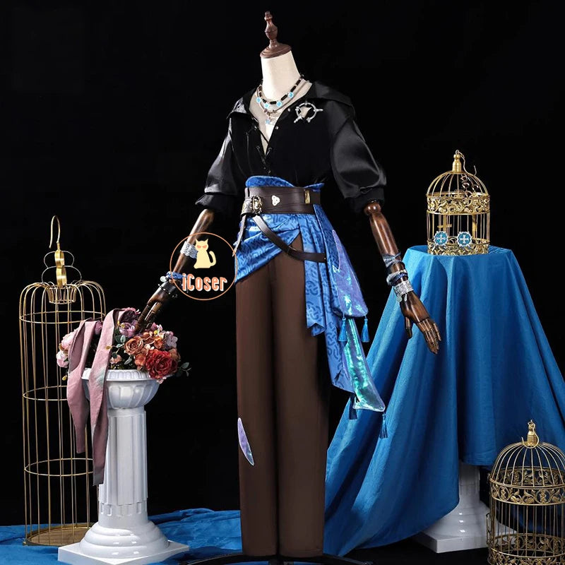 Identity V Clear Rationality Composer Cosplay Costume Wig Uniform Glasses Frederick Kreiburg Halloween for Women Men Carnival